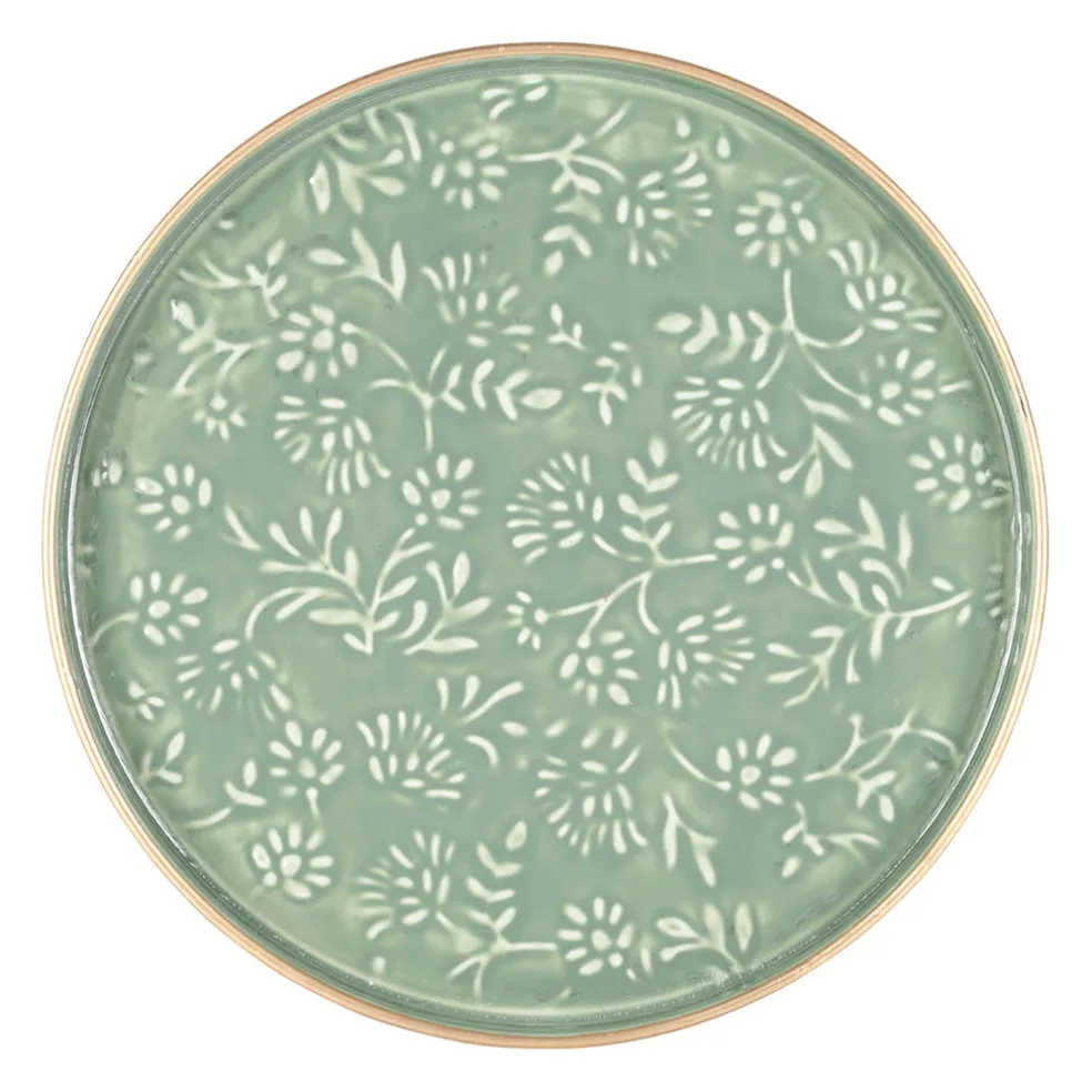 Plateau rond en fer sauge d36cm - Baroque