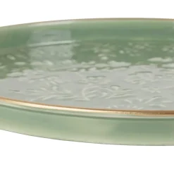 Plateau rond en fer sauge d36cm - Baroque