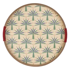 Plateau rond en panneau de bois multicolore d35cm - Mocoa