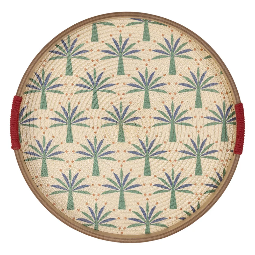 Plateau rond en panneau de bois multicolore d35cm - Mocoa