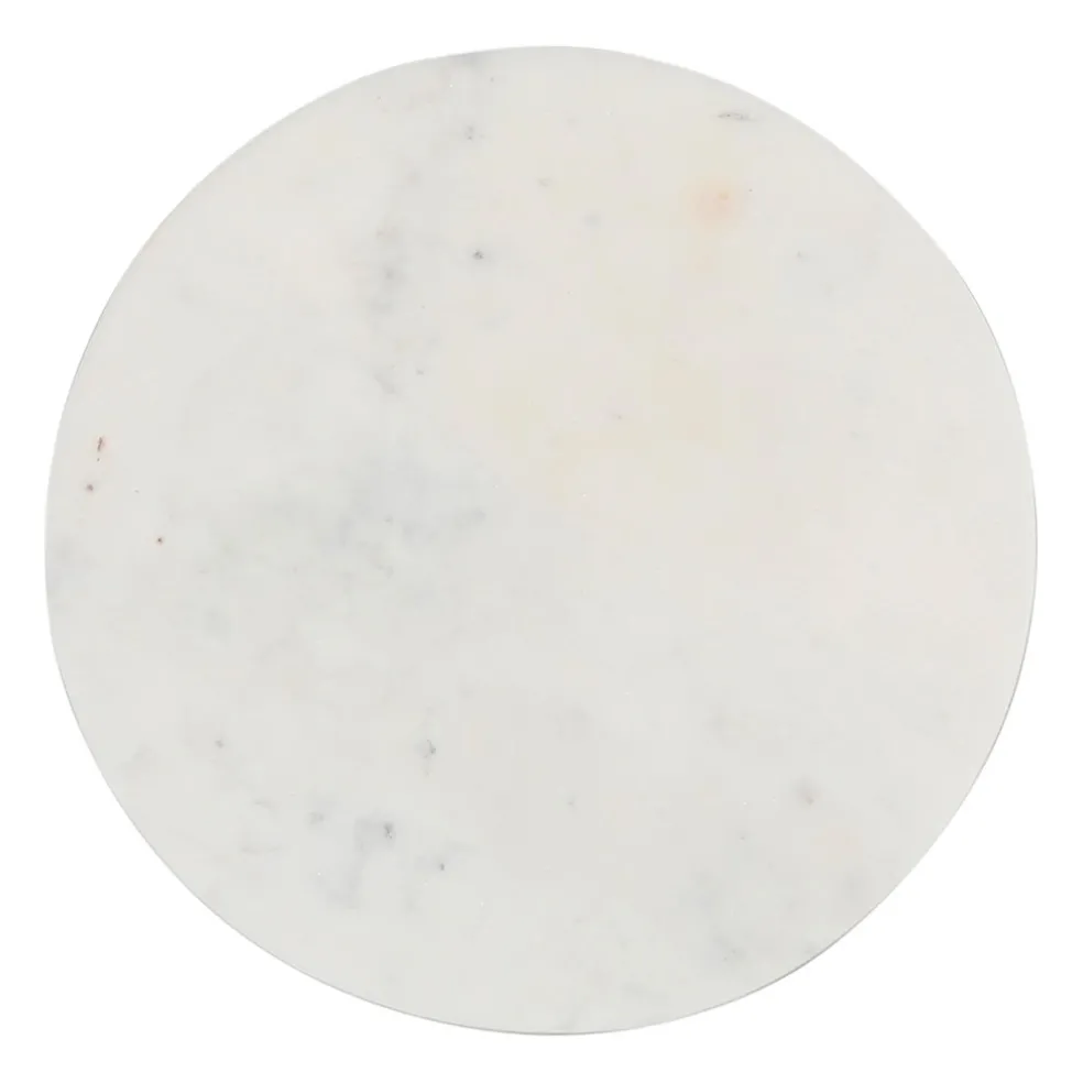 Plateau sur pied marbre blanc et bois de manguier - eskela