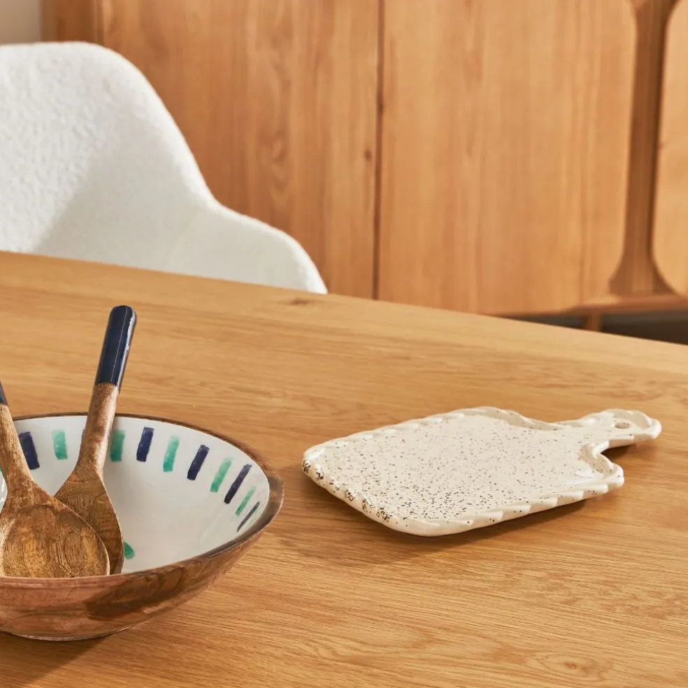 Plateau tapas en grès beige 28x18cm - Aurore