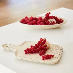 Plateau tapas en grès beige 28x18cm - Aurore