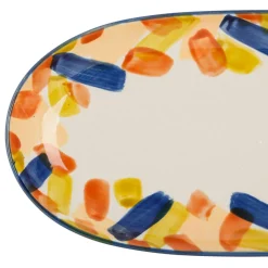 Plats ovales x2 multicolore en grès - belle vie