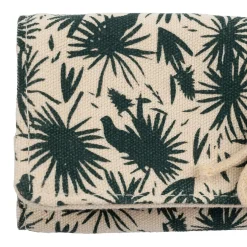 Pochette à bijoux de voyage écru et vert foncé - Palmea