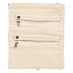 Pochette à bijoux de voyage écru et vert foncé - Palmea