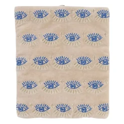 Pochette à bijoux de voyage creme oeil en velours coton 20x24cm