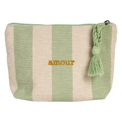 Pochette Amour en coton écru et vert - Famille