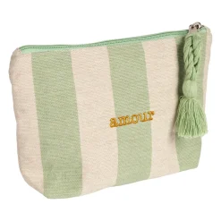 Pochette Amour en coton écru et vert - Famille