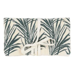 Pochette bijoux voyage tropic'art creme touche emeraude 20x24cm en velours coton