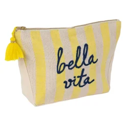Pochette bordee Bella en coton jaune et bleu - Medi