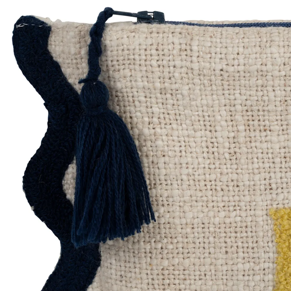 Pochette brodée bisou en coton jaune et bleu - Lumi