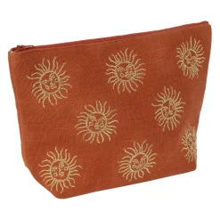 Pochette brodée en coton terracotta et doré - Allegra