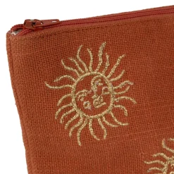 Pochette brodée en coton terracotta et doré - Allegra