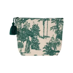Pochette en coton écru et palmiers émeraude - Mocoa