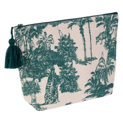 Pochette en coton écru et palmiers émeraude - Mocoa