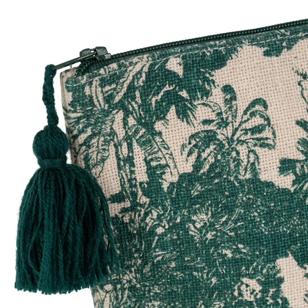 Pochette en coton écru et palmiers émeraude - Mocoa