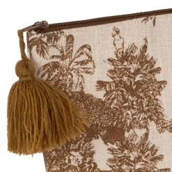 Pochette en coton écru et palmiers camel - Mocoa