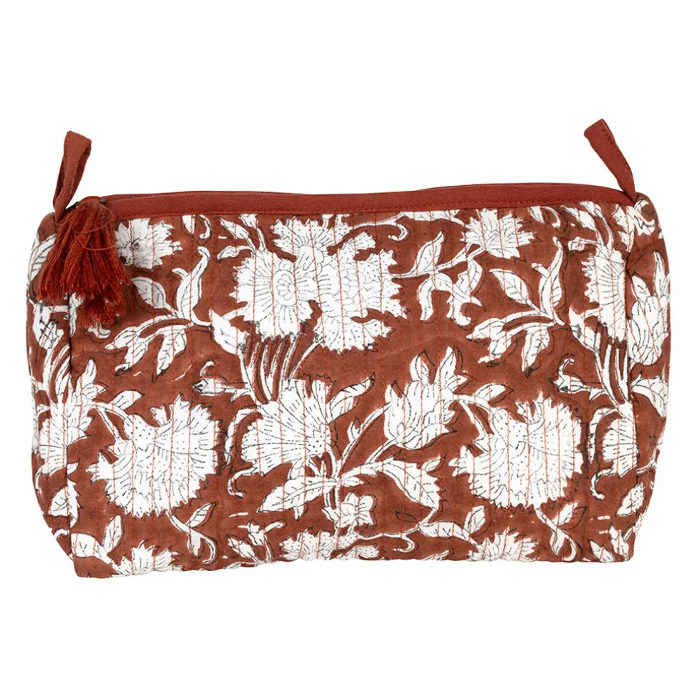 Pochette en coton matelassé et doublure imperméable terracotta - Flaura