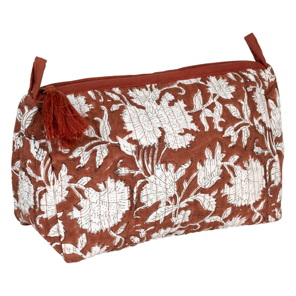 Pochette en coton matelassé et doublure imperméable terracotta - Flaura