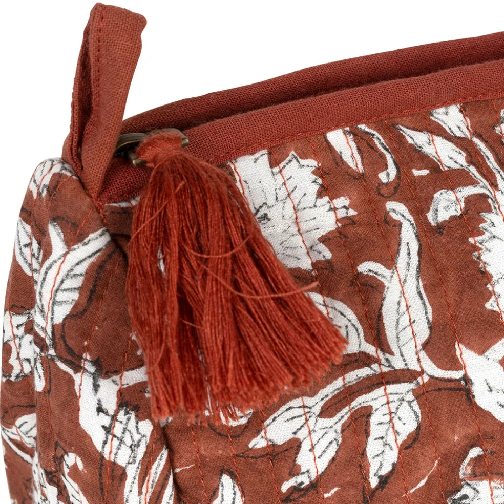 Pochette en coton matelassé et doublure imperméable terracotta - Flaura