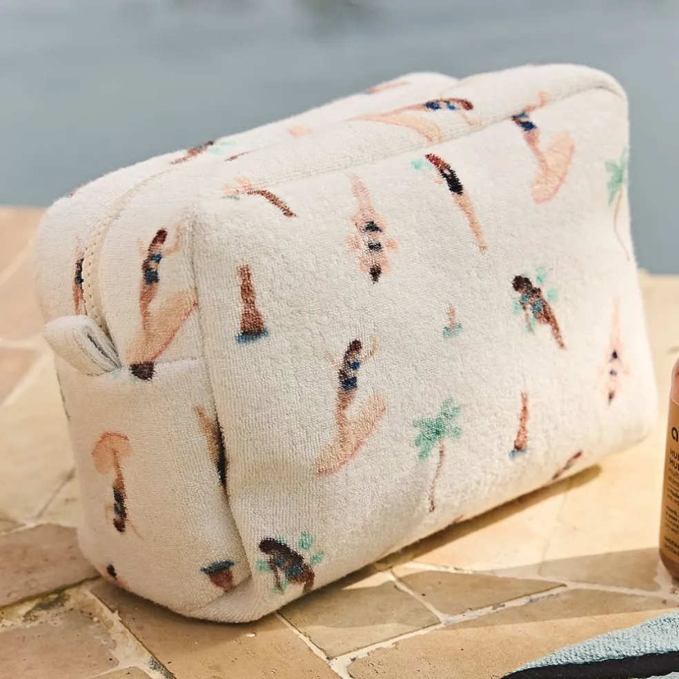 Pochette en coton émeraude et corail - Palma