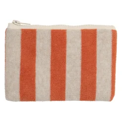 Pochette en coton rayée corail et blanc - Palma