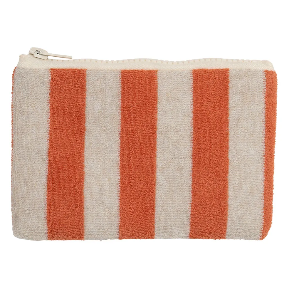 Pochette en coton rayée corail et blanc - Palma