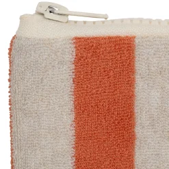 Pochette en coton rayée corail et blanc - Palma
