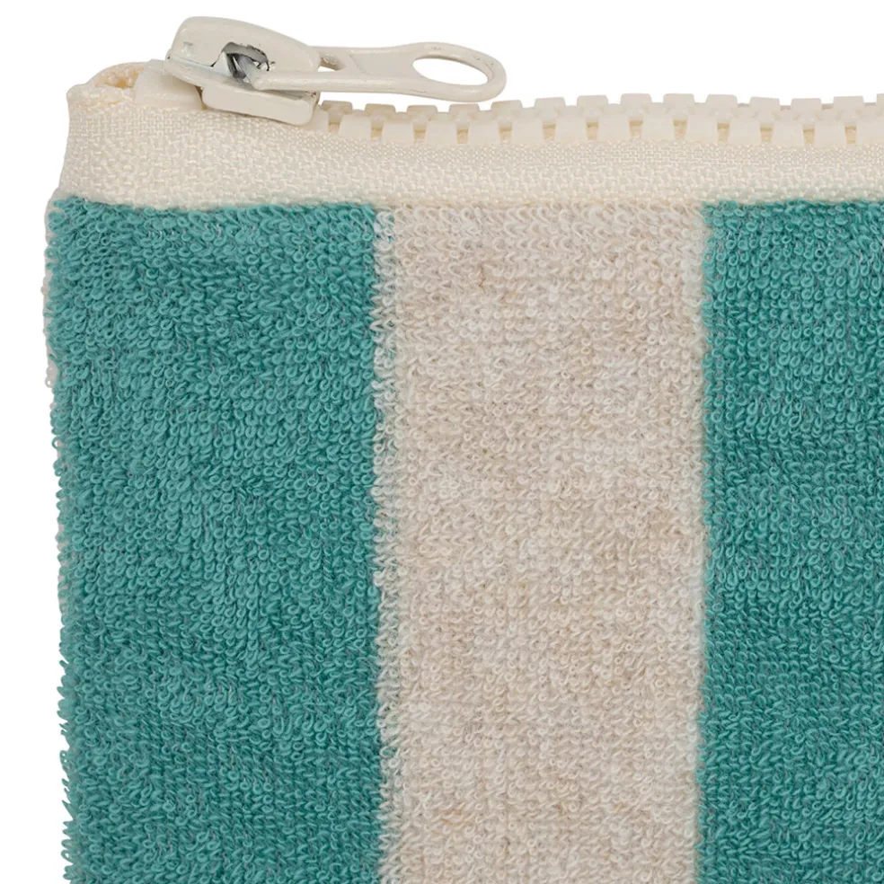 Pochette en coton rayée émeuraude et blanc - Palma