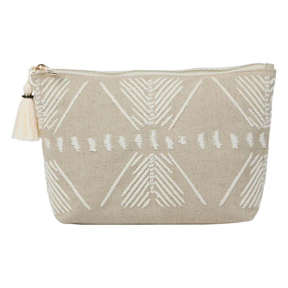Pochette en lin naturel et blanc - Golden nat