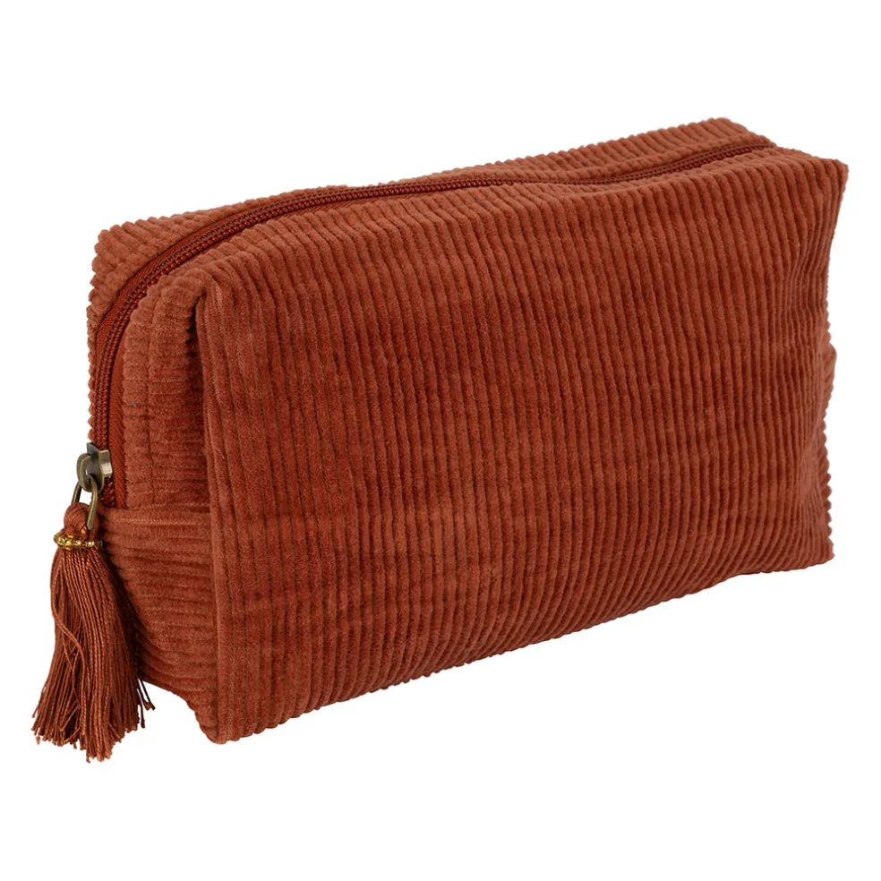 Pochette en velours côtelé et coton terracotta - Manarola