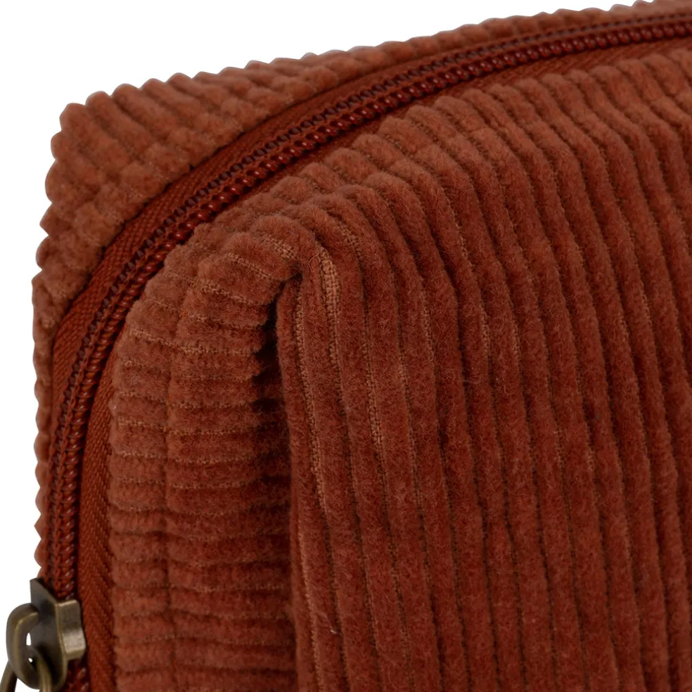 Pochette en velours côtelé et coton terracotta - Manarola