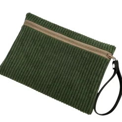 Pochette en velours kaki