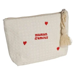 Pochette maman en coton écru et rouge - Famille