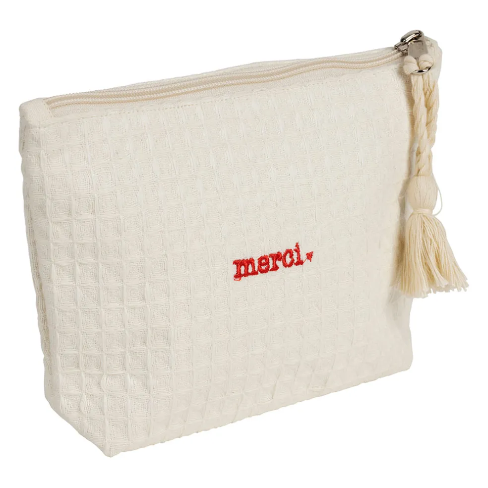 Pochette Merci en coton écru - Famille