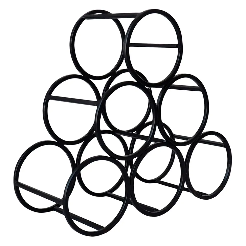 Porte 6 bouteilles en fer noir 31xh28cm - Campagne