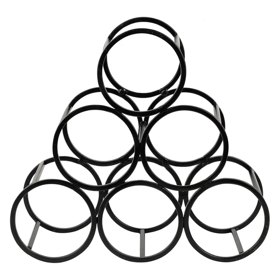 Porte 6 bouteilles en fer noir 31xh28cm - Campagne