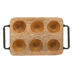 Porte 6 œufs en manguier et fer naturel - Campagne