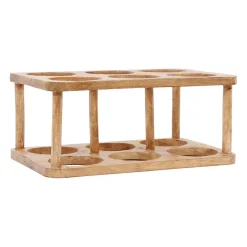 Porte bouteille 6 socles en manguier brun - Grand Office