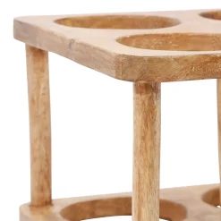 Porte bouteille 6 socles en manguier brun - Grand Office
