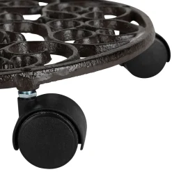 Porte plante 4 roues en fonte brun d31.5cm - Rhodonea