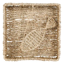 Porte serviettes en jonc de mer naturel et fer poisson - borneo