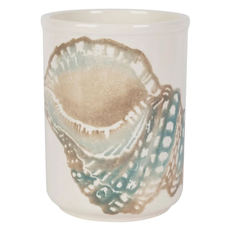 Porte ustensiles en faïence bleu et beige - Bord De Mer