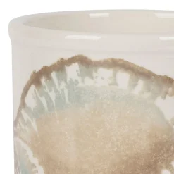 Porte ustensiles en faïence bleu et beige - Bord De Mer