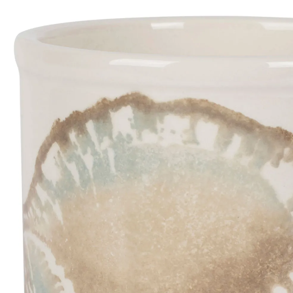 Porte ustensiles en faïence bleu et beige - Bord De Mer