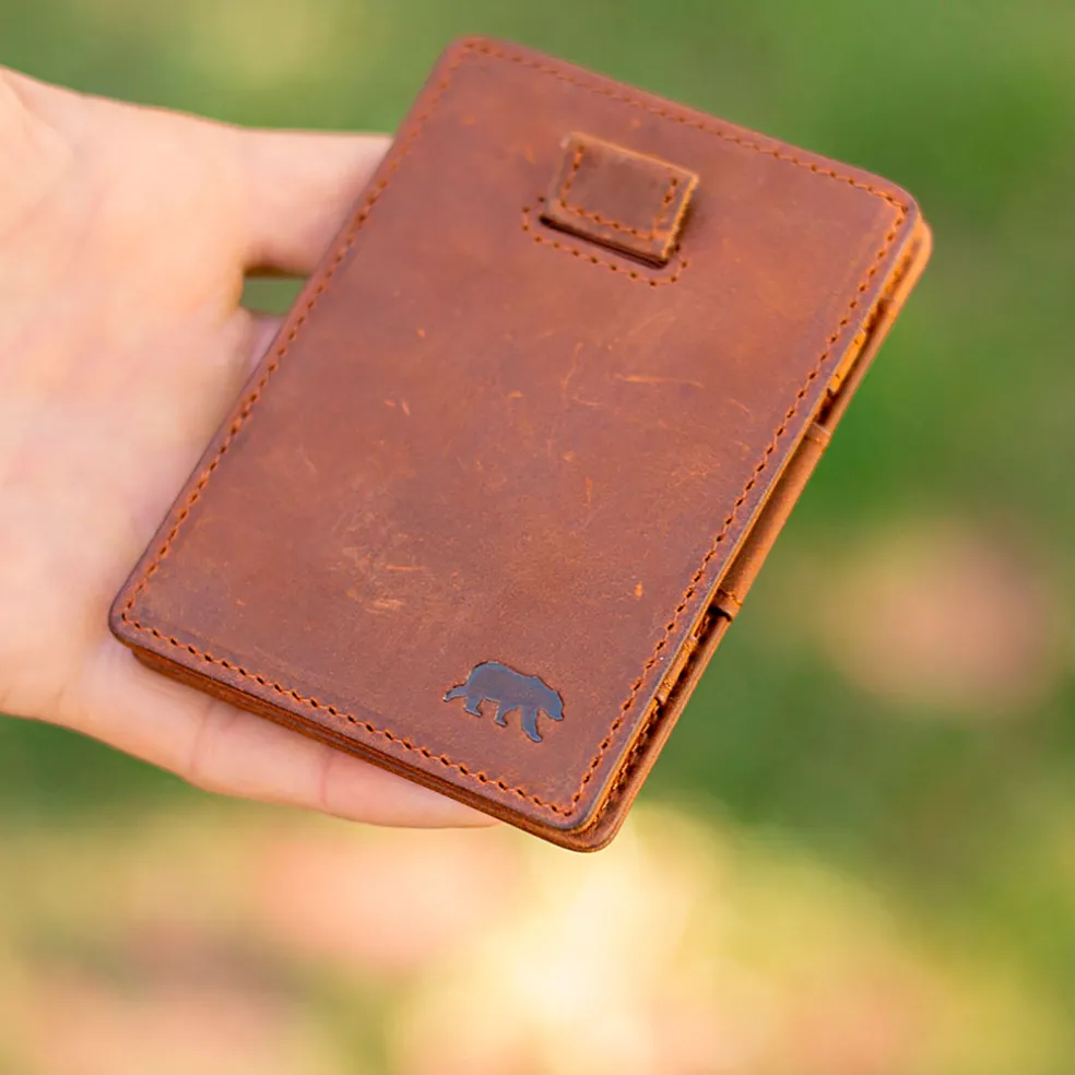 Portefeuille magic handy en cuir cognac