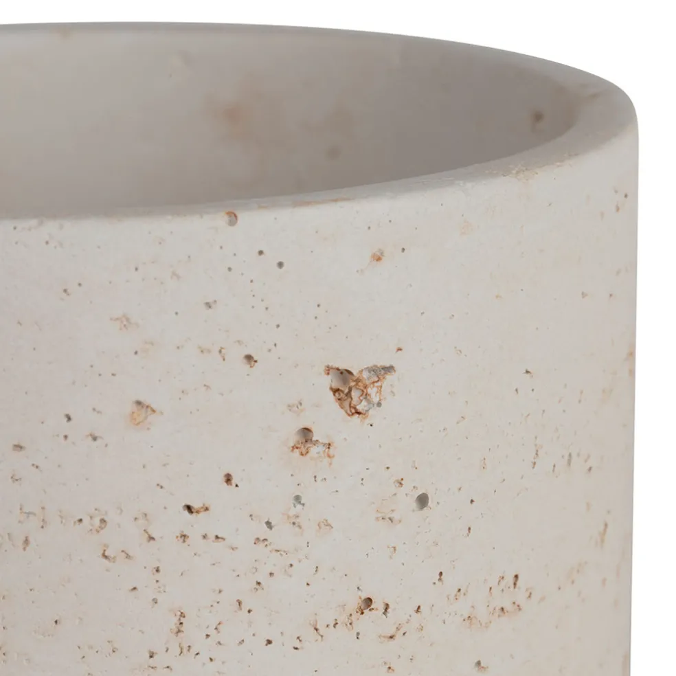 Pot avec couvercle en ciment écru moucheté h16.5cm - Organic