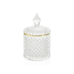 Pot diamond en verre lissere dore d8.5xh14.5cm