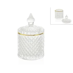 Pot diamond en verre lissere dore d8.5xh14.5cm